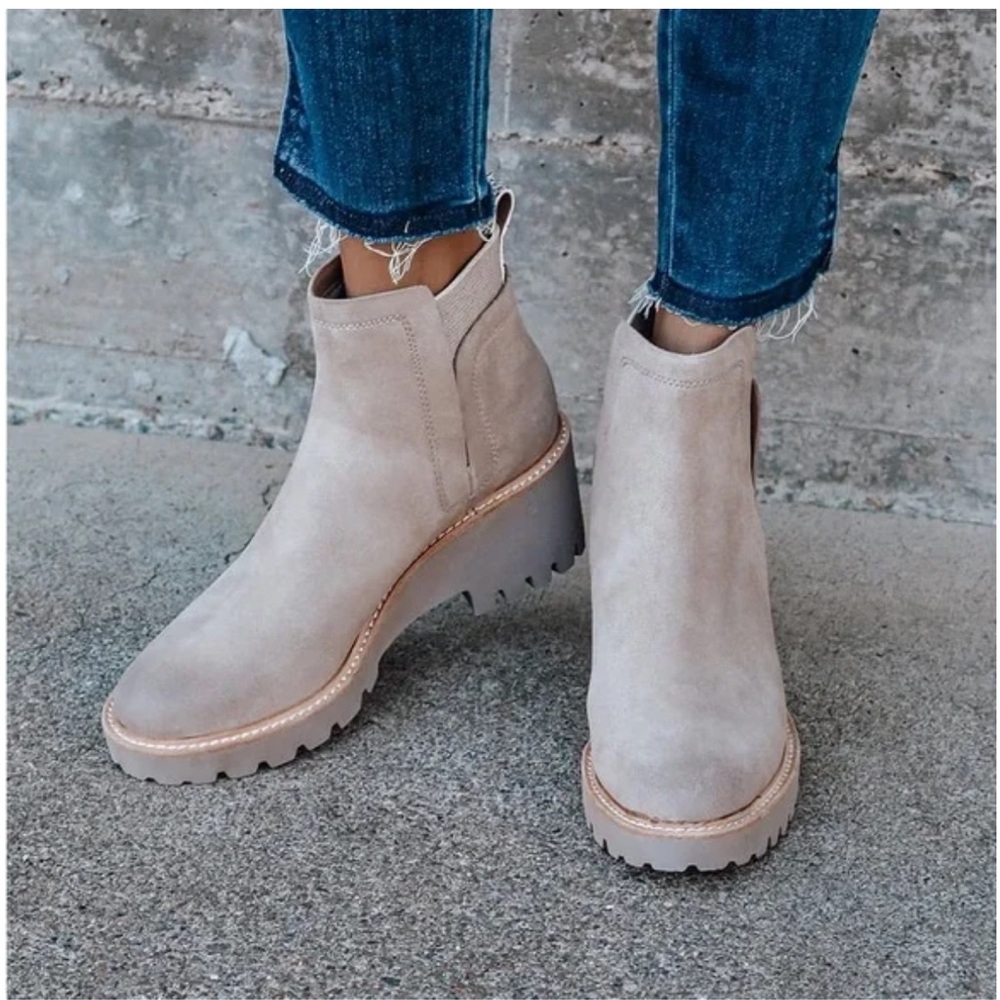 Dolce Vita Light Gray Huey Suede Chelsea Bootie